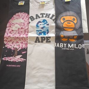 A Bathing Ape Flower Tree Pink Graphic T-Shirts
